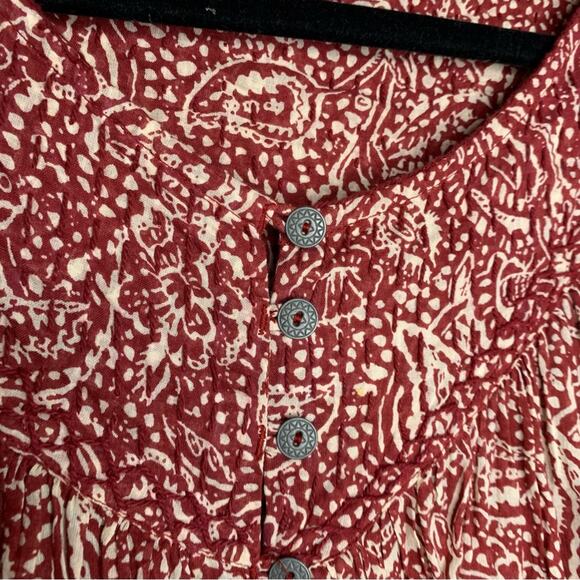 Free people Cool Meadow printed top in sweet Cramberry burgundy women's size XS - Picture 7 of 9